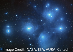 Pleiades star cluster in visible light